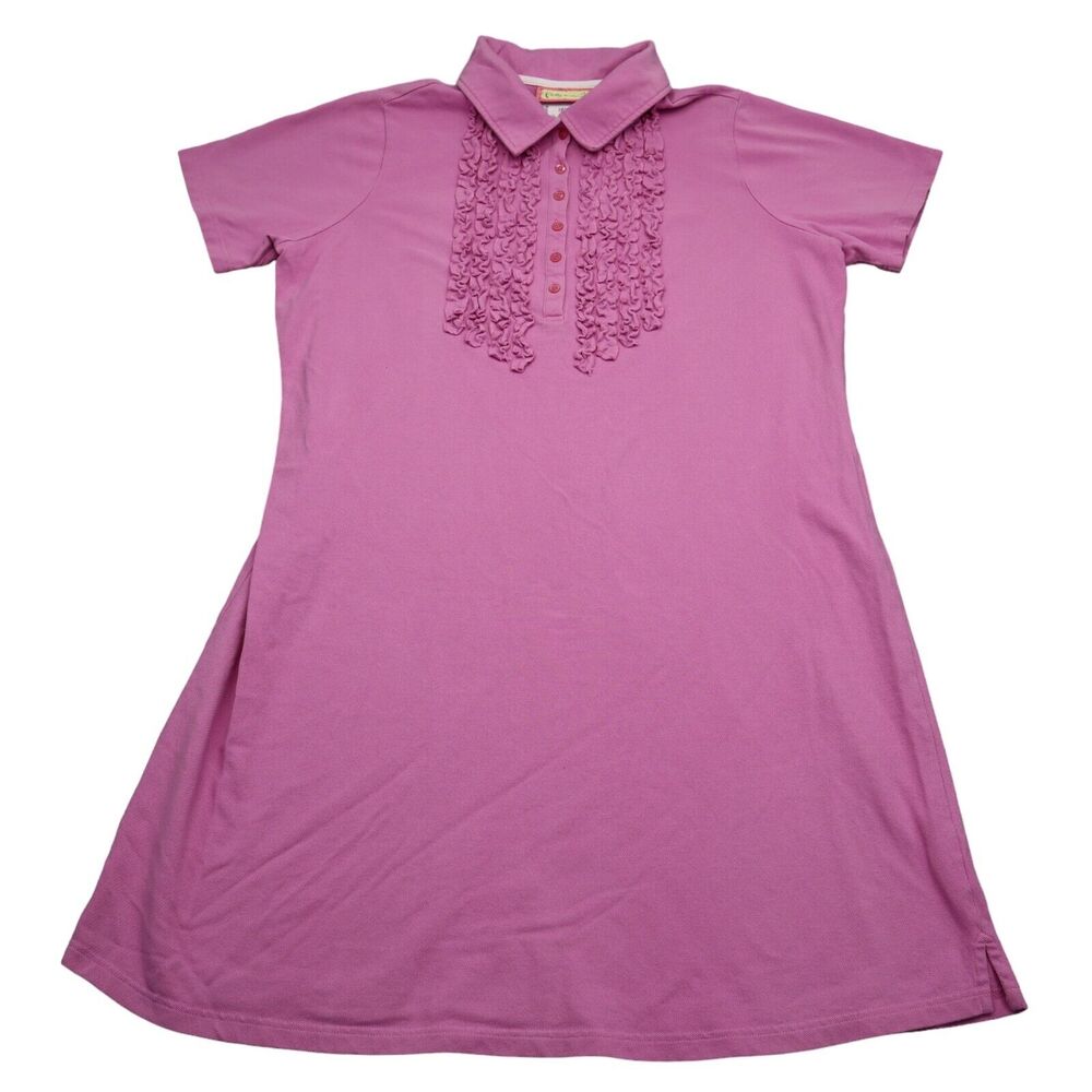 Lilly Van Dress Womens 1X Pink Knee Length Short Sleeve Cotton Collared Button